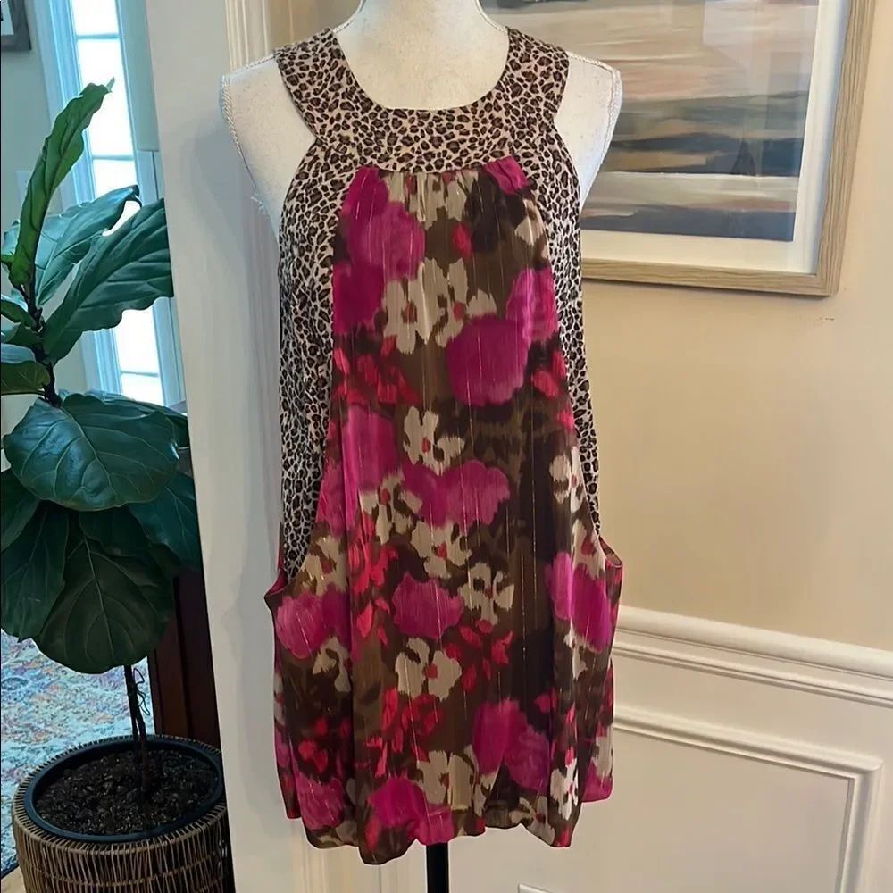 Sele Floral Leopard Print MiniāDress